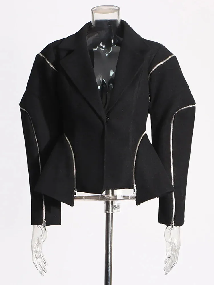 Trend4us Women's Zipper Accent Structured Blazer