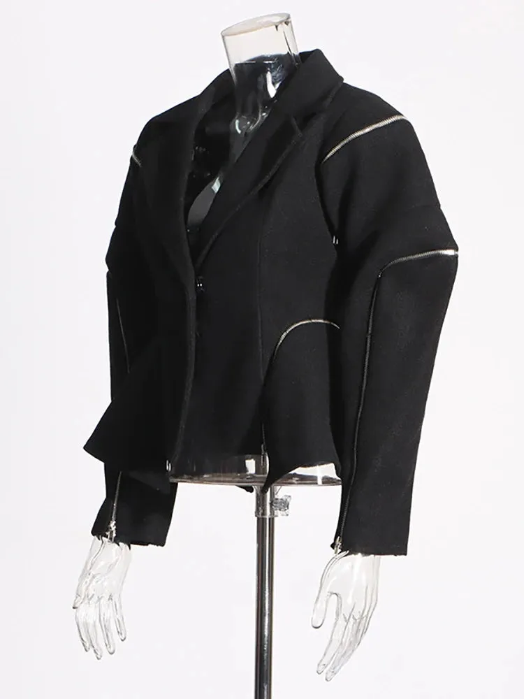 Trend4us Women's Zipper Accent Structured Blazer