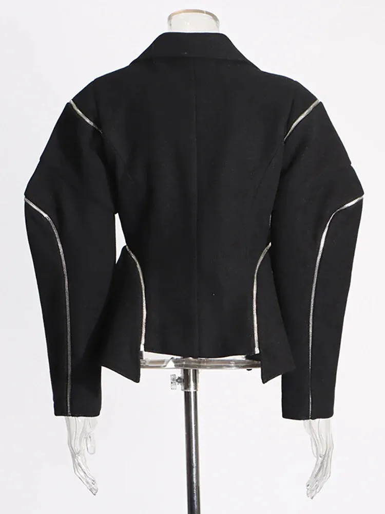 Trend4us Women's Zipper Accent Structured Blazer
