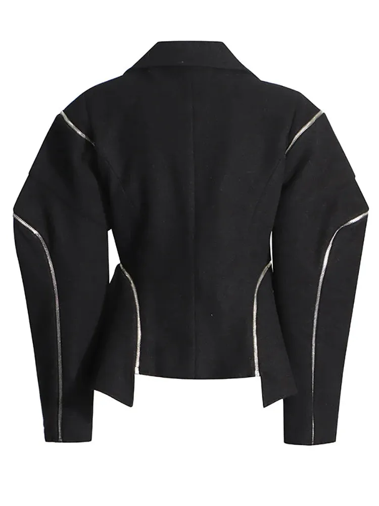 Trend4us Women's Zipper Accent Structured Blazer