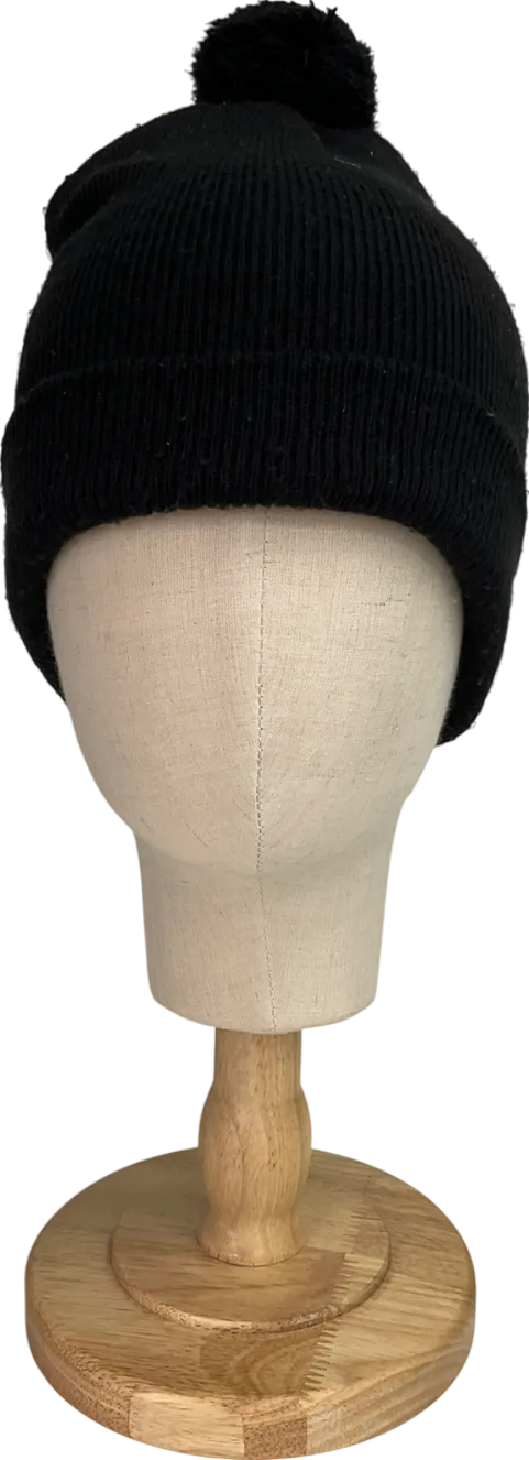 Tuque Black Pom Pom Knit Hat One Size