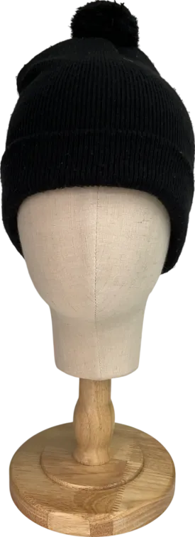 Tuque Black Pom Pom Knit Hat One Size