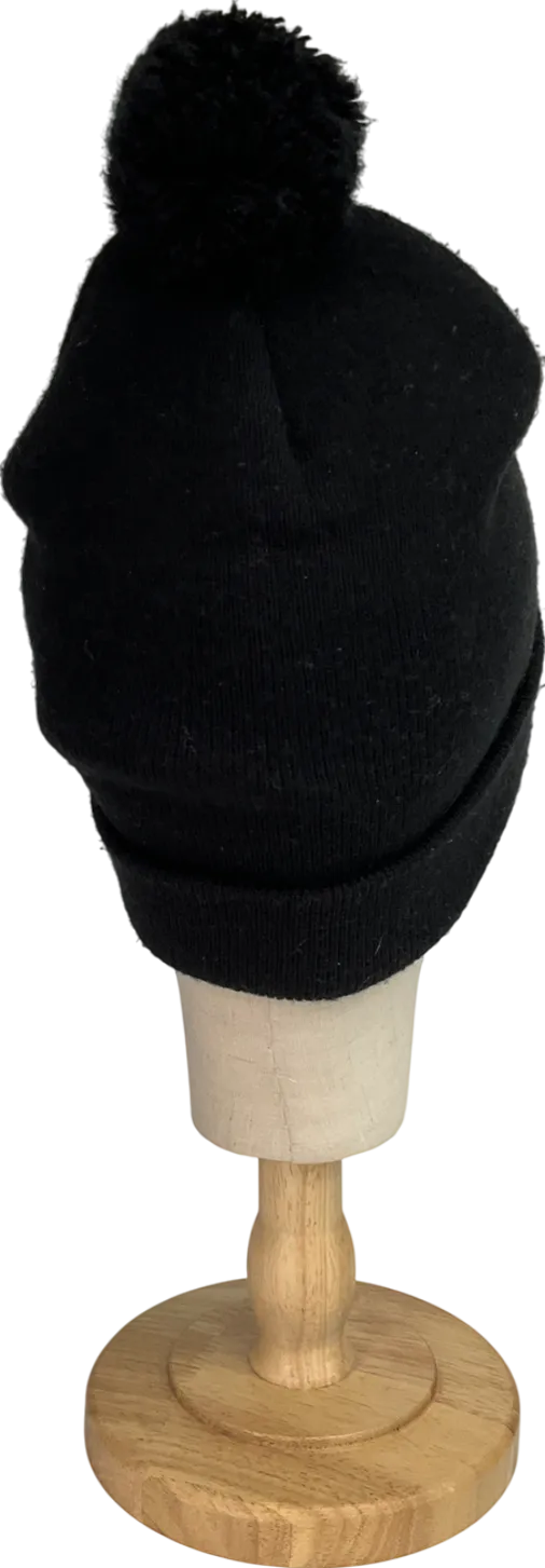 Tuque Black Pom Pom Knit Hat One Size