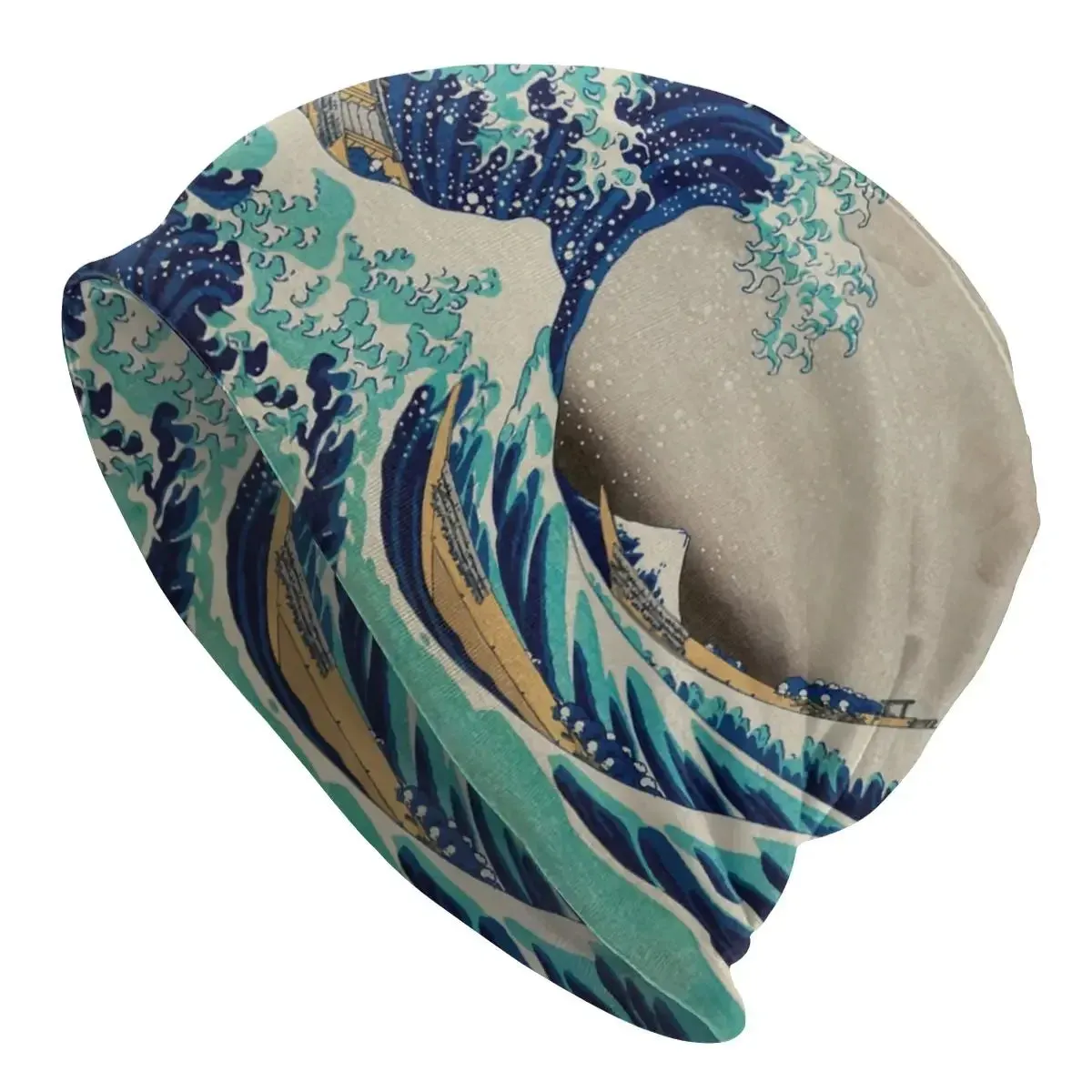 Unisex The Great Wave Off Kanagawa Beanie – Japanese Ukiyo-e Knit Cap for Casual Street Style