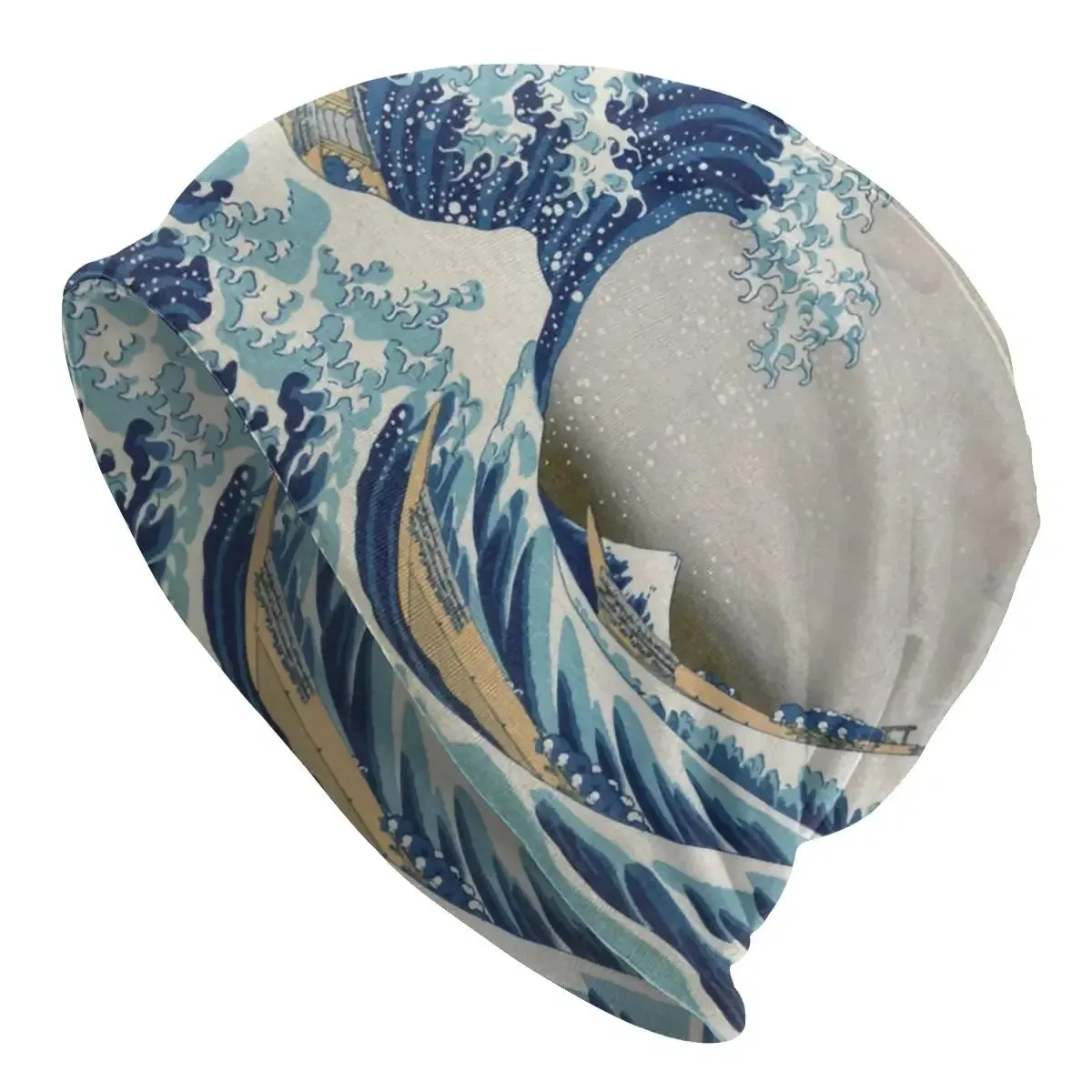 Unisex The Great Wave Off Kanagawa Beanie – Japanese Ukiyo-e Knit Cap for Casual Street Style