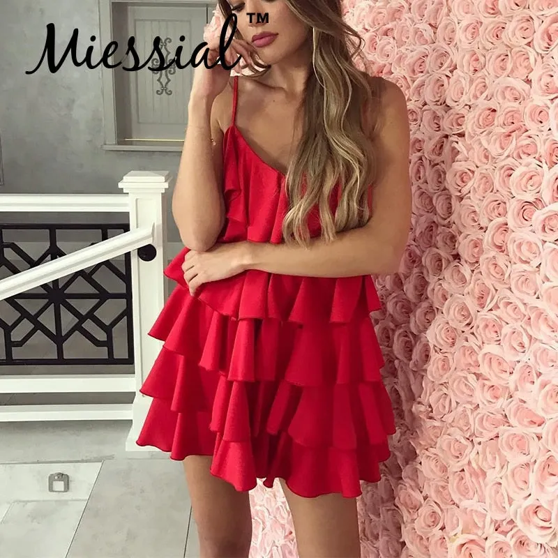 VenusFox ruffles bodycon short min dress