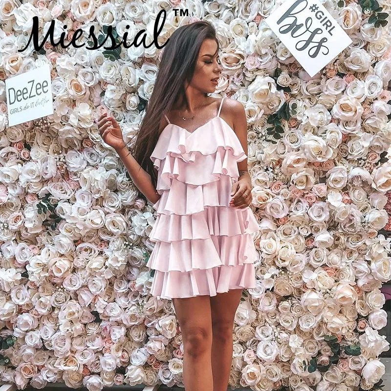 VenusFox ruffles bodycon short min dress