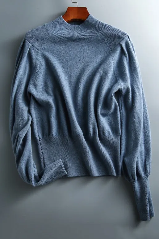 Versatile Solid Turtleneck Knit Top
