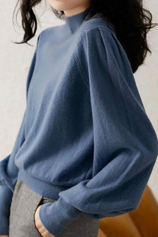 Versatile Solid Turtleneck Knit Top