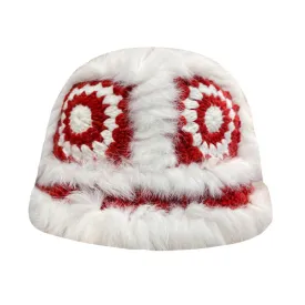 Warm Winter Knit Beanie Hats Korean Style Ins Hollow Flower Fisherman Women Autumn and Winter Fur Tiger Head Unisex