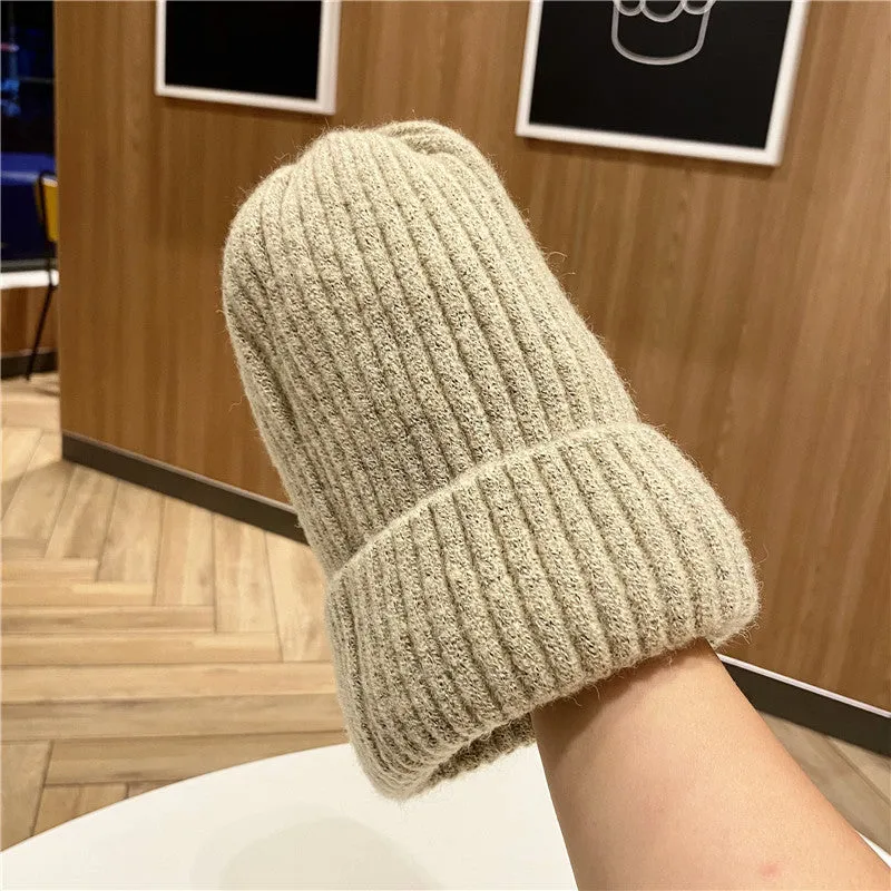 Warm Winter Knit Beanie Hats Women's Wool Trendy Korean Men's Cool Velvet Thickened Unisex