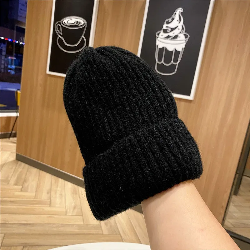 Warm Winter Knit Beanie Hats Women's Wool Trendy Korean Men's Cool Velvet Thickened Unisex