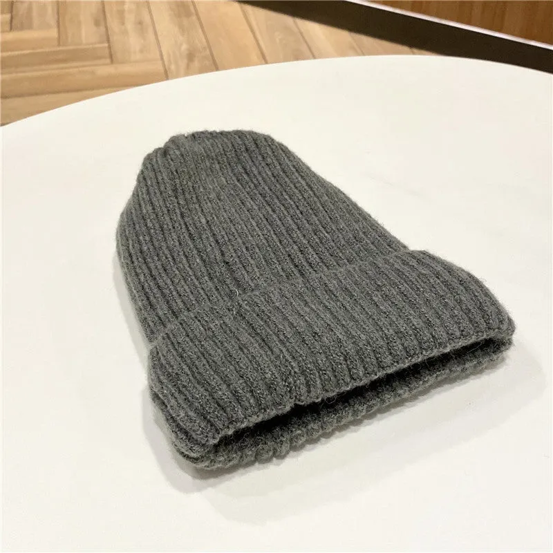 Warm Winter Knit Beanie Hats Women's Wool Trendy Korean Men's Cool Velvet Thickened Unisex
