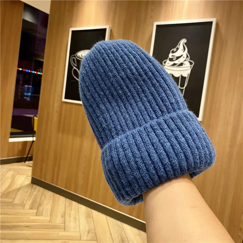 Warm Winter Knit Beanie Hats Women's Wool Trendy Korean Men's Cool Velvet Thickened Unisex
