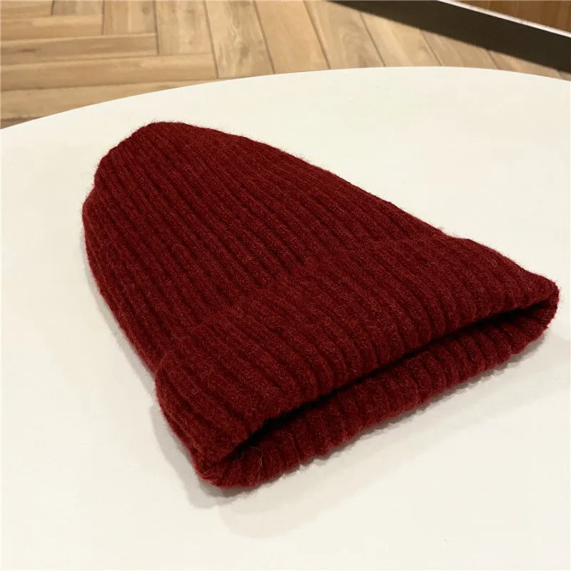 Warm Winter Knit Beanie Hats Women's Wool Trendy Korean Men's Cool Velvet Thickened Unisex