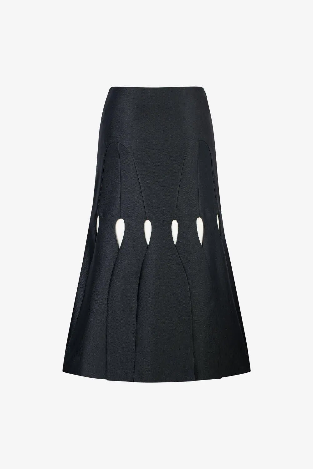 White waterdrop cutout midi skirt- Miil
