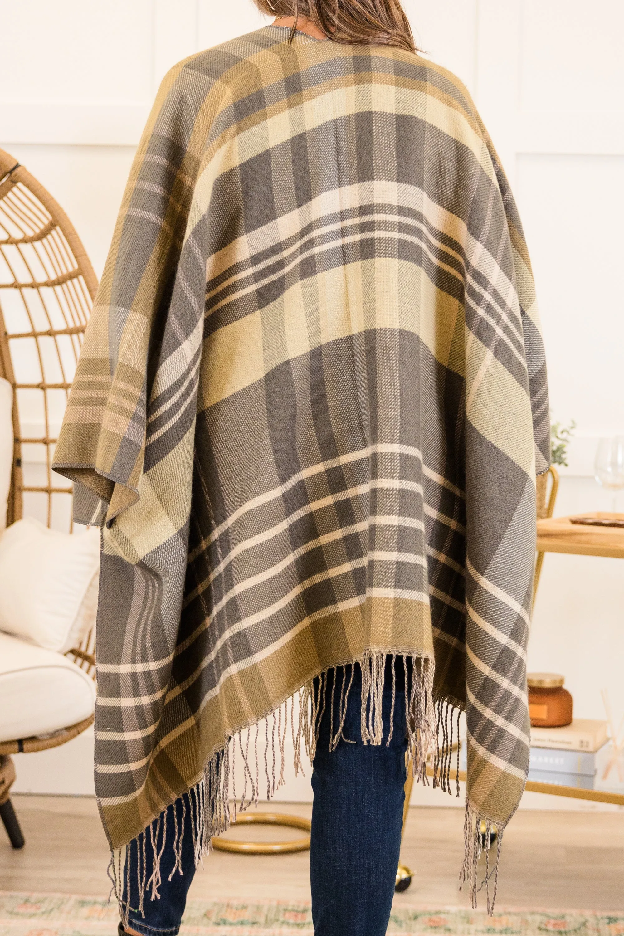 Woolen Whisper Poncho, Gray