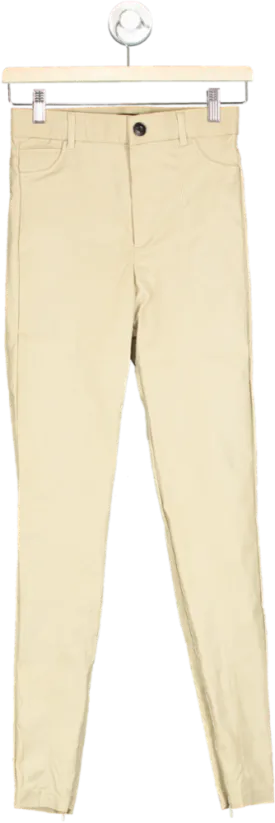 Zara Beige Skinny Coated Trousers EU S